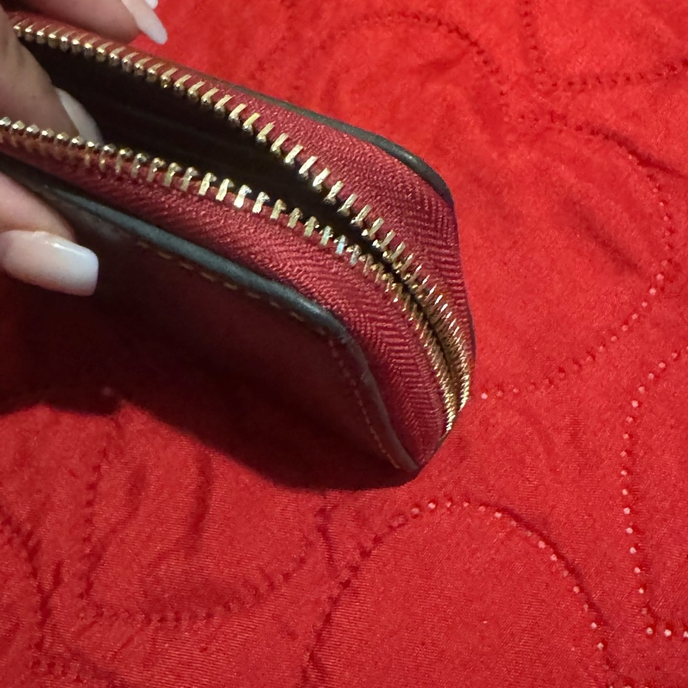Dooney & Bourke Green and Red Leather Card Holder - Picture 9 of 9